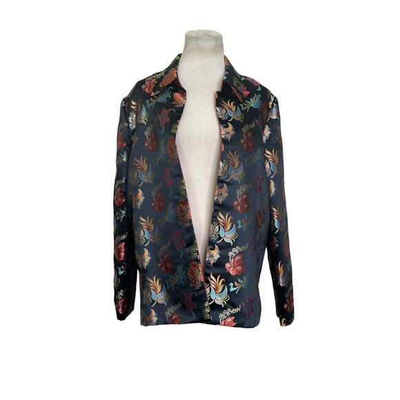 Reversible black red floral embroidered Asian inspired blazer size Medium - Picture 15 of 16